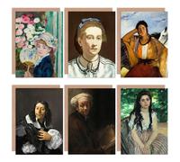Artery8 Renoir Rembrandt Manet Self Portrait Summer Woman Fan Mixed Fine Art Greeting Card Pack of 6 Artery8 Multicolor