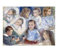 Artery8 Renoir Sketches Of Heads The Berard Children Painting Art Print Canvas Premium Wall Decor Poster Mural