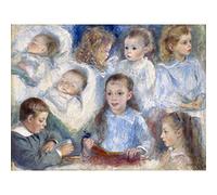 Artery8 Renoir Sketches Of Heads The Berard Children Painting Large XL Wall Art Canvas Print