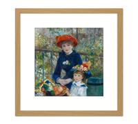 Artery8 Renoir Two Sisters On The Terrace 8X8 Inch Square Wooden Framed Wall Art Print Picture with Mount in Light Oak Artery8 Light Oak