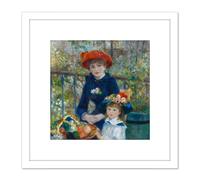 Artery8 Renoir Two Sisters On The Terrace 8X8 Inch Square Wooden Framed Wall Art Print Picture with Mount in White Artery8 White