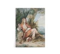Artery8 Resting Hunter with Partridge by a Tree Schouman Canvas Wall Art Print | Size: W18" x H24" Artery8 Multicolor W18" x H24"