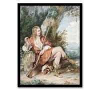 Artery8 Resting Hunter with Partridge by a Tree Schouman Framed Wall Art Print | Size: A4 Artery8 Multicolor A4