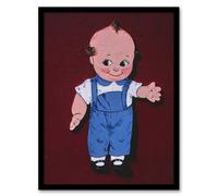 Artery8 Retro Boy Kewpie Deer Acres Fun Park Margolies Framed Wall Art Print in Red | Size: A4 Artery8 Red A4