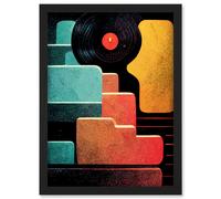 Artery8 Retro DJ Decks Vintage Style Abstract Turntable Print Artwork Framed Wall Art Print A4 in Black Artery8 Black