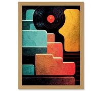Artery8 Retro DJ Decks Vintage Style Abstract Turntable Print Artwork Framed Wall Art Print A4 in Light Oak Artery8 Light Oak