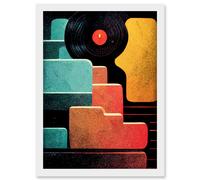 Artery8 Retro DJ Decks Vintage Style Abstract Turntable Print Artwork Framed Wall Art Print A4 in White Artery8 White