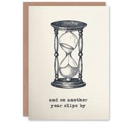 Artery8 Retro Hourglass Drawing Another Year Slips By Birthday Card