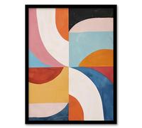 Artery8 Retro Mid Century Modern Geometric Colour Pattern Living Room Artwork Framed Wall Art Print 18X24 Inch