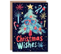 Artery8 Retro Wishes Tree Sunglasses Candy Cane For Child Kids Xmas Festive Christmas Card
