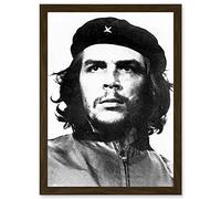 Revolutionary Che Guevara Photo Iconic Korda Portrait A4 Artwork Framed Wall Art Print Artery8 Brown One Size