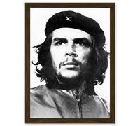 Revolutionary Che Guevara Photo Iconic Korda Portrait A4 Artwork Framed Wall Art Print Artery8 Brown One Size
