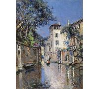 Artery8 Reyna Manescau Venetian View Canal Painting Art Print Canvas Premium Wall Decor Poster Mural