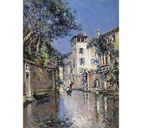 Artery8 Reyna Manescau Venetian View Canal Painting Premium Wall Art Canvas Print 18X24 Inch