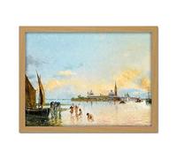 Artery8 Reyna Manescau Venice View Seascape Painting Artwork Framed Wall Art Print 18X24 Inch