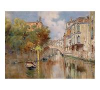 Artery8 Reyna Manescau View Canal Venice Bridge Painting Large Wall Art Poster Print Thick Paper 18X24 Inch