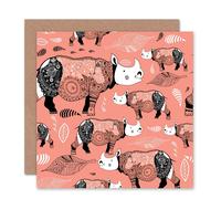 Artery8 Rhino Animal Stylized Pink Art Blank Just to Say Card Artery8 Multicolor