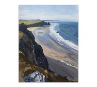 Artery8 Rhossili Bay Coastal Cliff Landscape Oil Painting Living Room Large Wall Art Poster Print Thick Paper 18X24 Inch