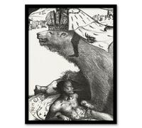 Artery8 Richard Roland Holst Framed Wall Art Tsar Nicholas II on the Russian Bear in White | Size: A4 Artery8 White A4