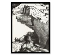 Artery8 Richard Roland Holst Framed Wall Art Tsar Nicholas II on the Russian Bear in White | Size: A4 Artery8 White A4