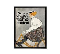 Artery8 Ride a Stearns Vintage Bicycle Ad Framed Canvas Wall Art Print : Artwork by Edward Penfield 12x16 Energetic vintage cycling poster adding charm to gyms, garages, or retro living areas