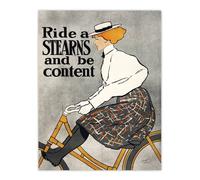 Artery8 Ride a Stearns Vintage Bicycle Ad Wall Art Print Edward Penfield in Grey | Size: W24" x H32" Artery8 Grey W24" x H32"