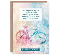 Artery8 Riding A Bike Makes You Awesome Watercolour Blank For Him Or Her Art Birthday Card
