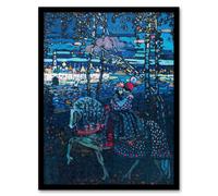 Artery8 Riding Couple in Russian Cityscape Kandinsky Framed Wall Art Print in Blue | Size: A4 Artery8 Blue A4