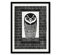 Artery8 Ringuil Owl Bird on a Window De Mesquita Framed Wall Art Print in White | Size: A4 Artery8 White A4
