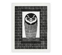 Artery8 Ringuil Owl Bird on a Window De Mesquita Wall Art Poster Print in White | Size: W18" x H24" Artery8 White W18" x H24"