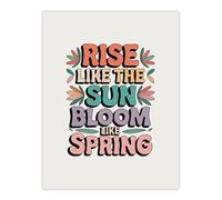 Artery8 Rise Like The Sun Bloom Like Spring Retro Floral Typography XL Wall Art Print 24X32