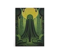 Artery8 Rise Of Cthulhu Lovecraft Canvas Wall Art Print in Green | Size: W12" x H16" Artery8 Green W12" x H16"