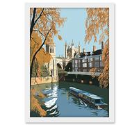Artery8 River Cam and University Buildings of Cambridge Artwork Framed A3 Wall Art Print