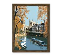 Artery8 River Cam and University Buildings of Cambridge Artwork Framed Wall Art Print 18X24 Inch