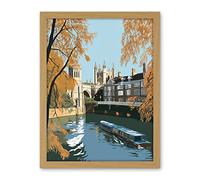 Artery8 River Cam and University Buildings of Cambridge Artwork Framed Wall Art Print 18X24 Inch