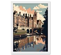 Artery8 River Cam and University of Cambridge Buildings Artwork Framed A3 Wall Art Print