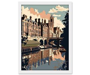Artery8 River Cam and University of Cambridge Buildings Artwork Framed A3 Wall Art Print
