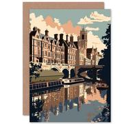 Artery8 River Cam and University of Cambridge Buildings Travel Birthday Sealed Greeting Card Plus Envelope Blank inside