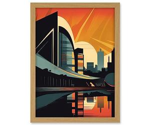 Artery8 River Clyde Walkway Modern Glasgow Cityscape Artwork Framed A3 Wall Art Print