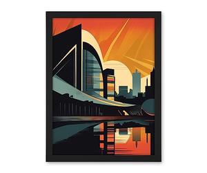 Artery8 River Clyde Walkway Modern Glasgow Cityscape Artwork Framed Wall Art Print 18X24 Inch