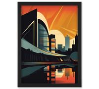 Artery8 River Clyde Walkway Modern Glasgow Cityscape Artwork Framed Wall Art Print A4 in Black Artery8 Black