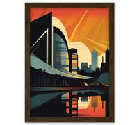 Artery8 River Clyde Walkway Modern Glasgow Cityscape Artwork Framed Wall Art Print A4 in Brown Artery8 Brown