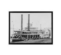 Artery8 River Steamboat Ben Campbell At Landing Framed Canvas Wall Art Print in Grey | Size: W12" x H16" Artery8 Grey W12" x H16"