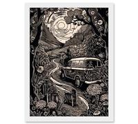 Artery8 Road Trip Stop by Countryside Forest Landscape Artwork Framed A3 Wall Art Print