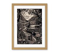 Artery8 Road Trip Stop by Countryside Forest Landscape Artwork Framed Wall Art Print 18X24 Inch