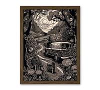 Artery8 Road Trip Stop by Countryside Forest Landscape Artwork Framed Wall Art Print 18X24 Inch