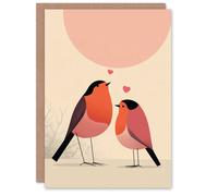 Artery8 Robin Bird Couple in Love Modern Illustration Valentine's Day Card