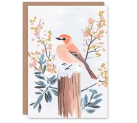 Artery8 Robin on Snowy Post Winter Scene Watercolour For Her Woman Christmas Card