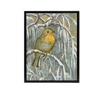 Artery8 Robin on Snowy Tree Branch Framed Canvas Wall Art Print van Hoytema | Size: W24" x H32" Artery8 Multicolor W24" x H32"