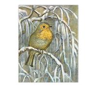 Artery8 Robin on Snowy Tree Branch Vintage Wall Art Print van Hoytema | Size: W12" x H16" Artery8 Multicolor W12" x H16"